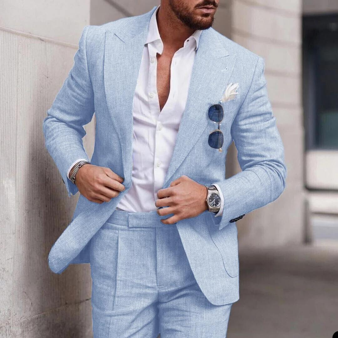 Stylish 2-Piece Linen Suit for Men - Perfect for Beach Weddings