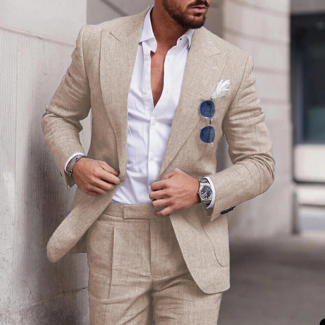 Stylish 2-Piece Linen Suit for Men - Perfect for Beach Weddings