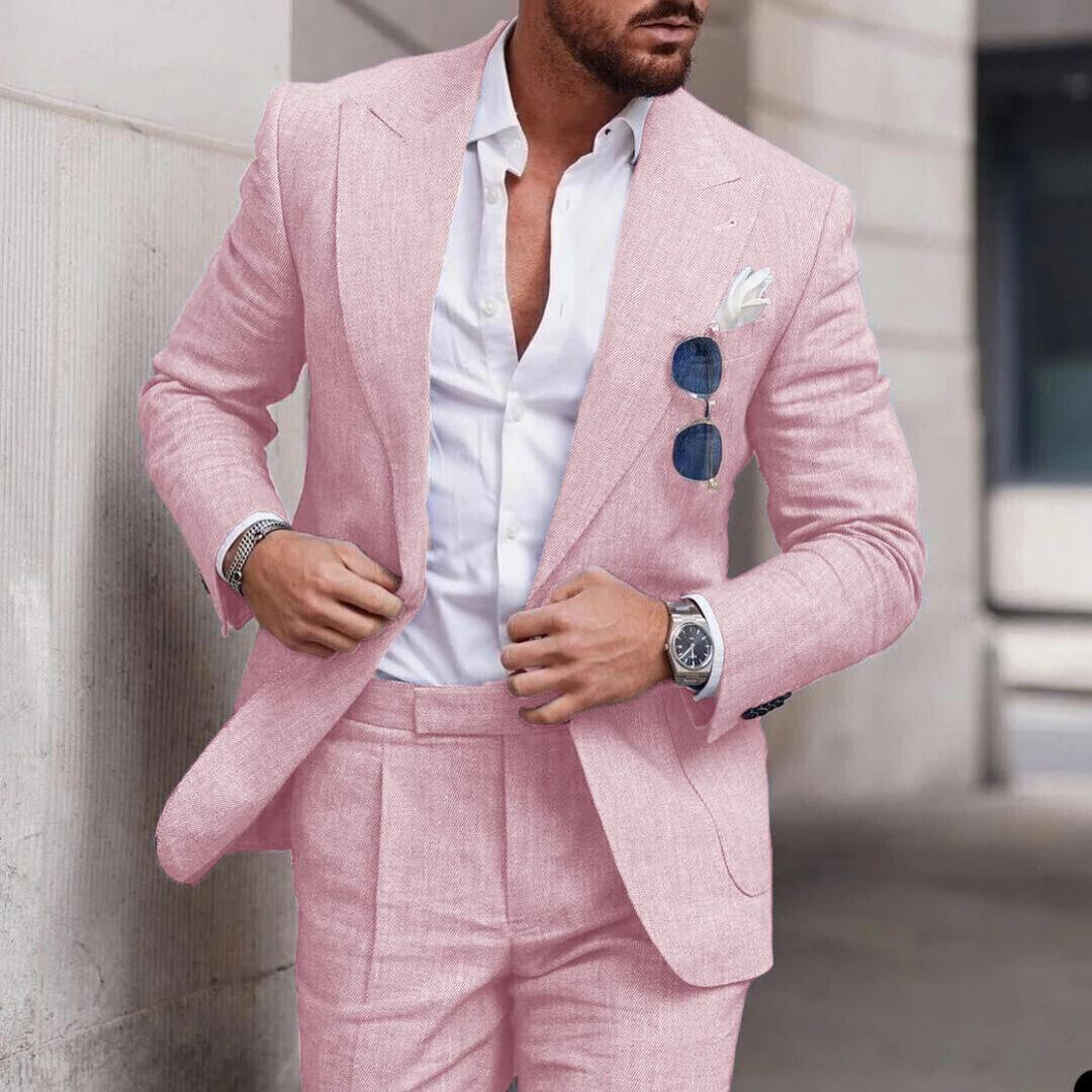 Stylish 2-Piece Linen Suit for Men - Perfect for Beach Weddings