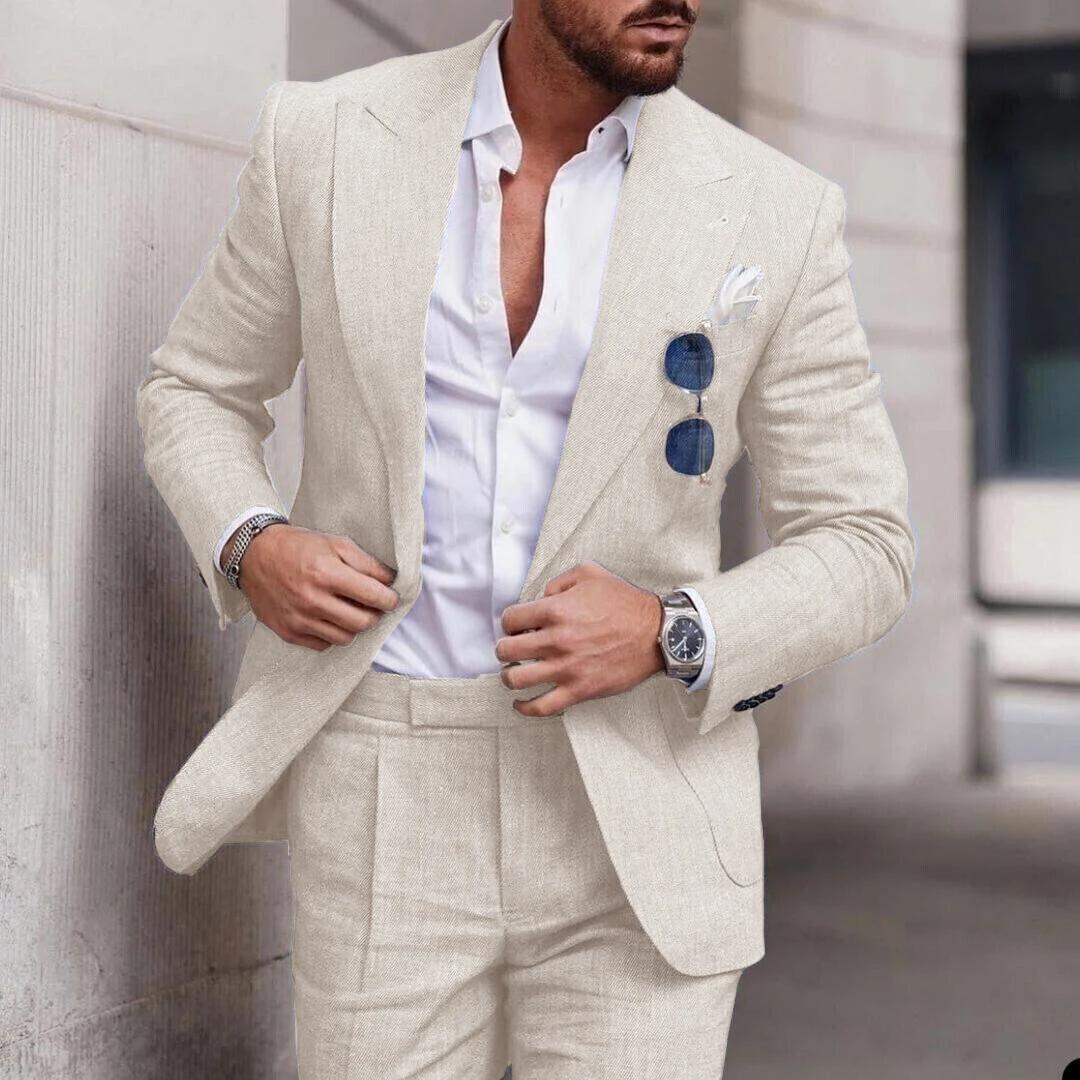Stylish 2-Piece Linen Suit for Men - Perfect for Beach Weddings