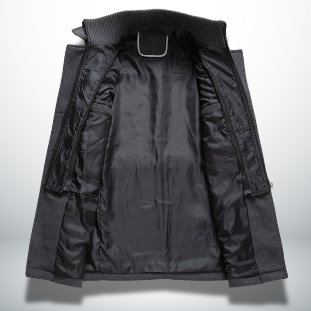 Men’s Double-Layer Collar Coat – Tailored Winter Overcoat