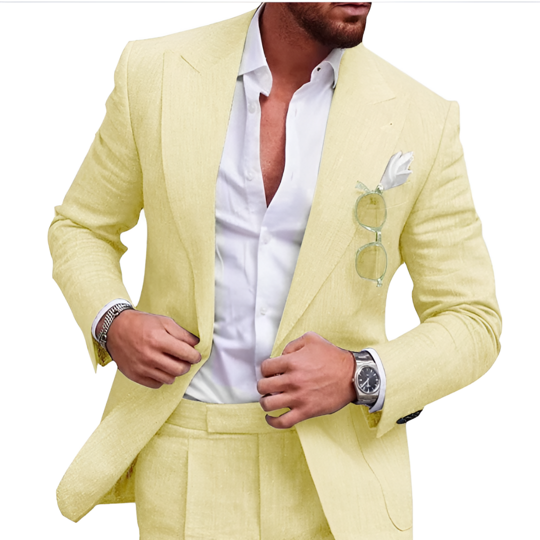 Stylish 2-Piece Linen Suit for Men - Perfect for Beach Weddings