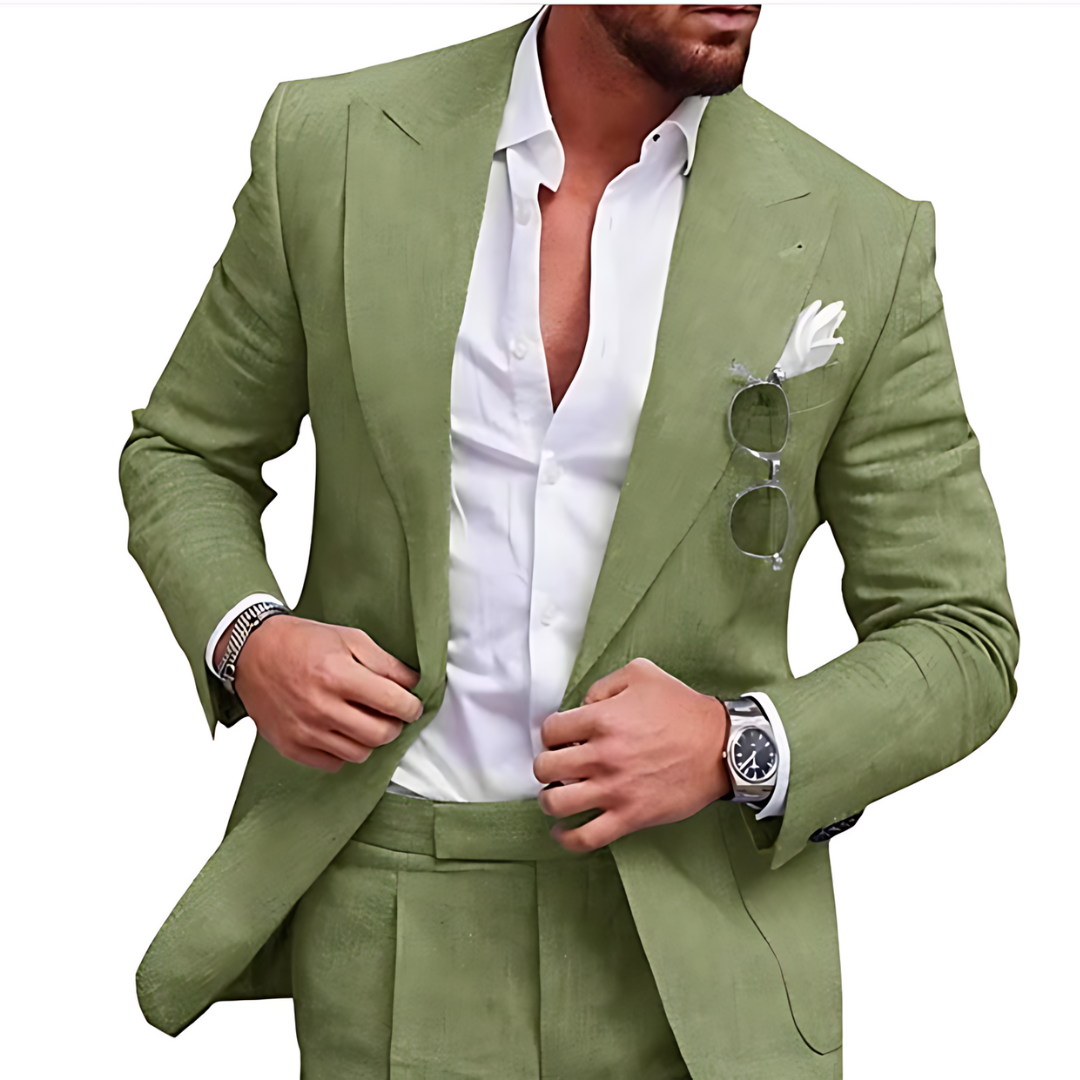 Stylish 2-Piece Linen Suit for Men - Perfect for Beach Weddings