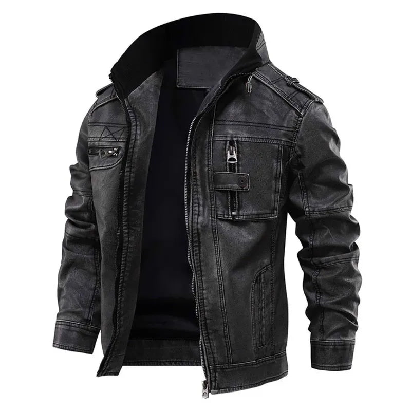 Men's Black Leather Summer Jacket