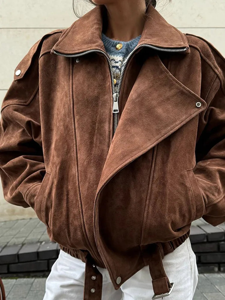 Faux Suede Jacket Oversize Coat