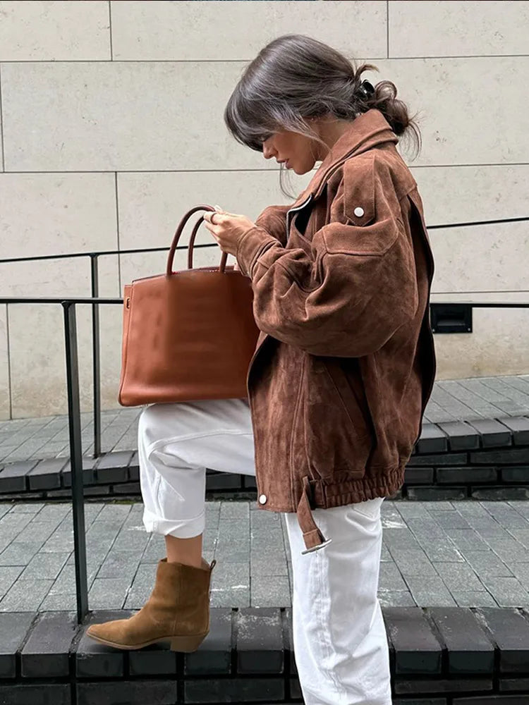 Faux Suede Jacket Oversize Coat