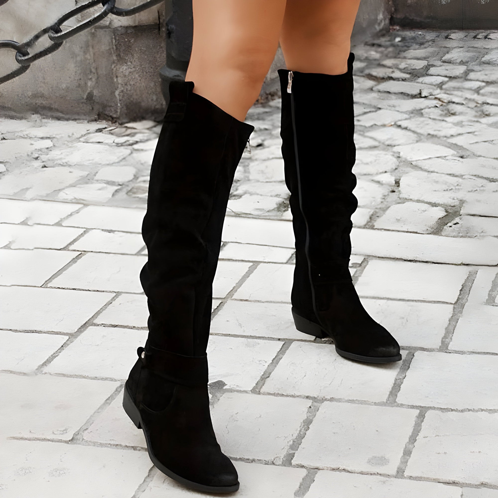 Leather Knee Boots Side zipper