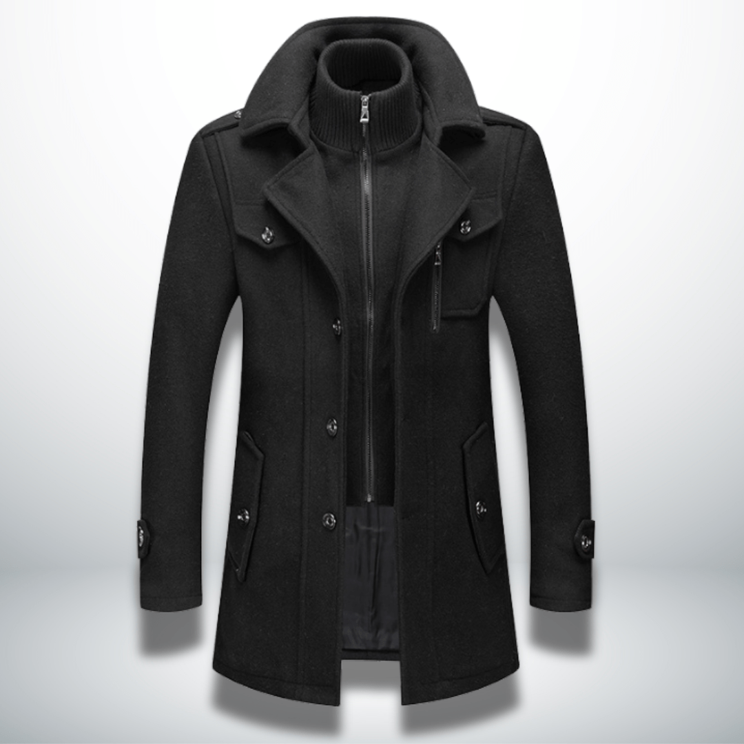 Men’s Double-Layer Collar Coat – Tailored Winter Overcoat