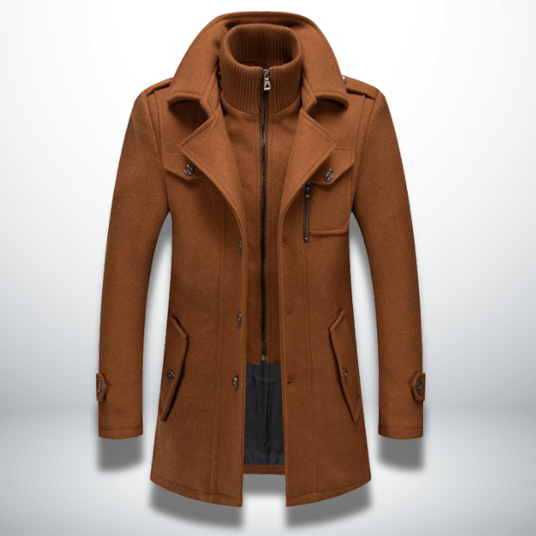 Men’s Double-Layer Collar Coat – Tailored Winter Overcoat