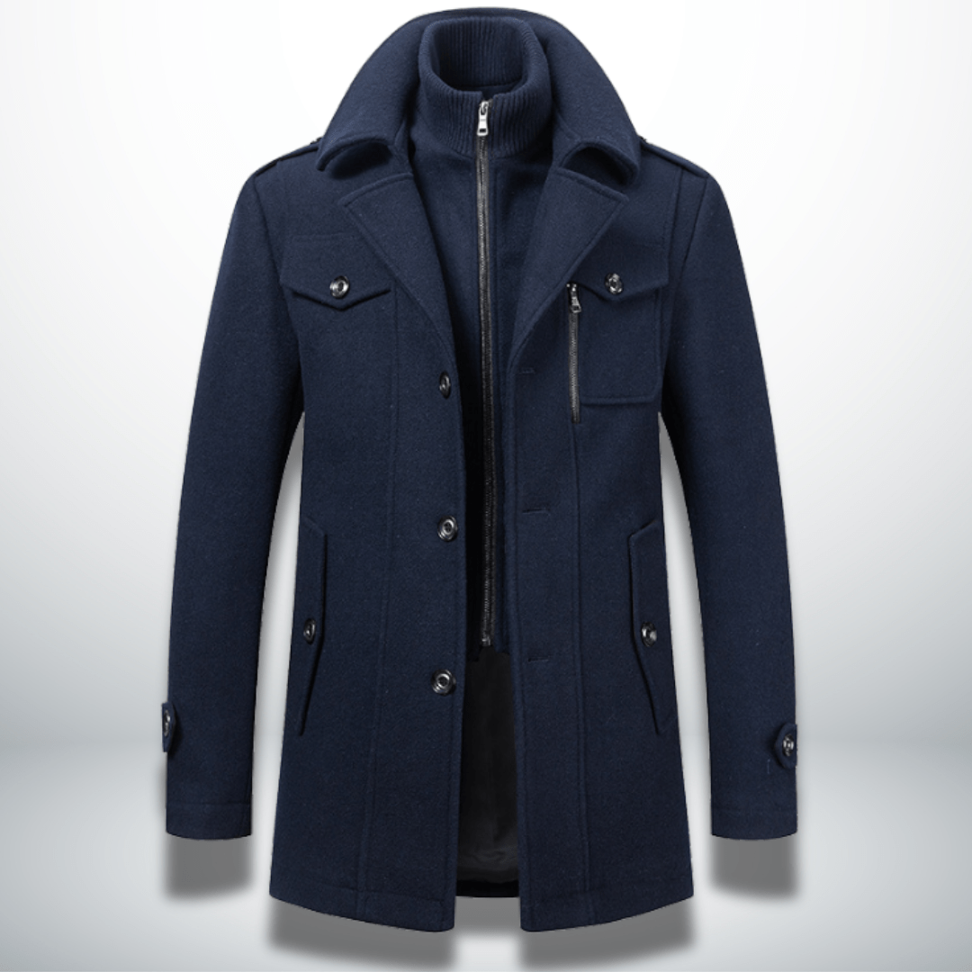 Men’s Double-Layer Collar Coat – Tailored Winter Overcoat