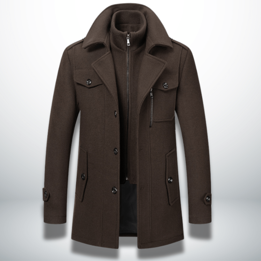 Men’s Double-Layer Collar Coat – Tailored Winter Overcoat