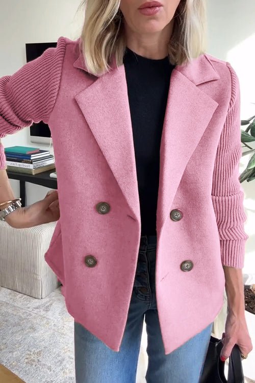 Elegant Knit-Sleeve Blazer