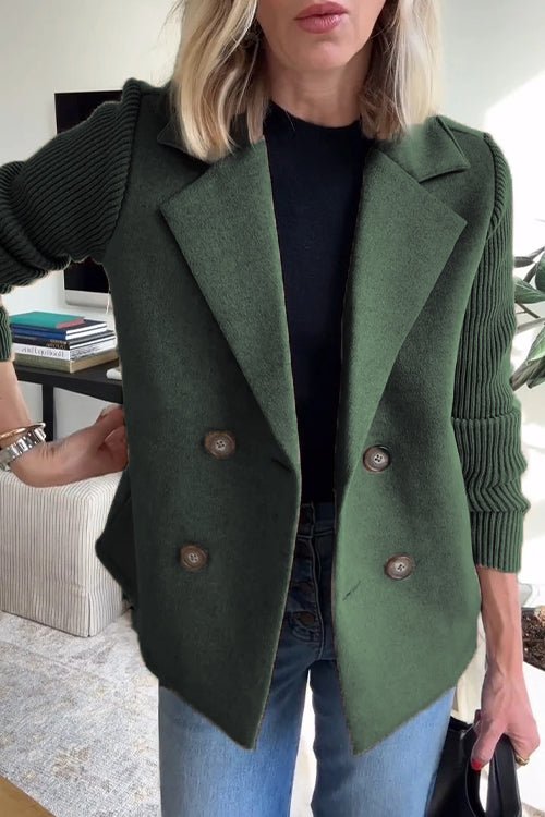 Elegant Knit-Sleeve Blazer