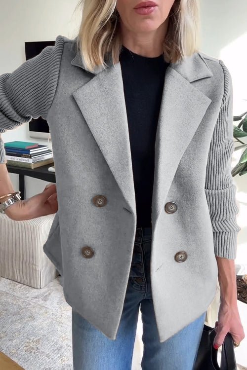 Elegant Knit-Sleeve Blazer