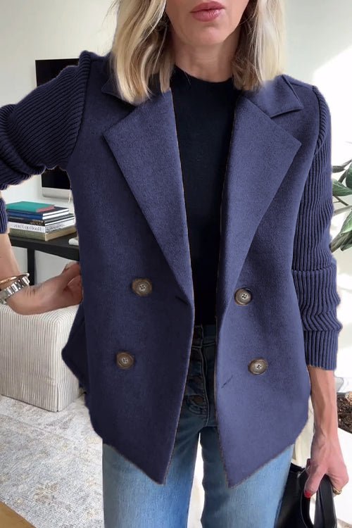 Elegant Knit-Sleeve Blazer
