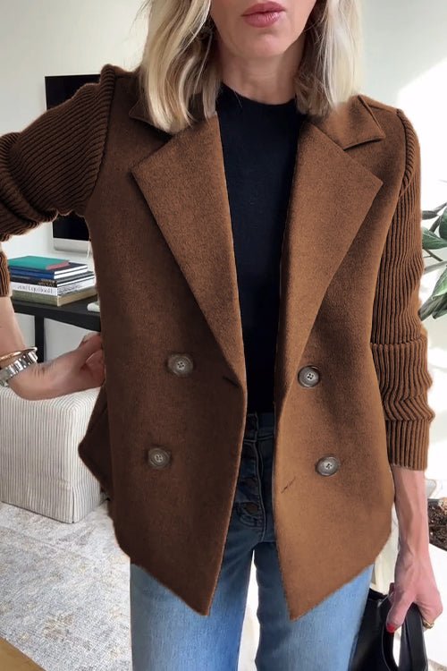 Elegant Knit-Sleeve Blazer