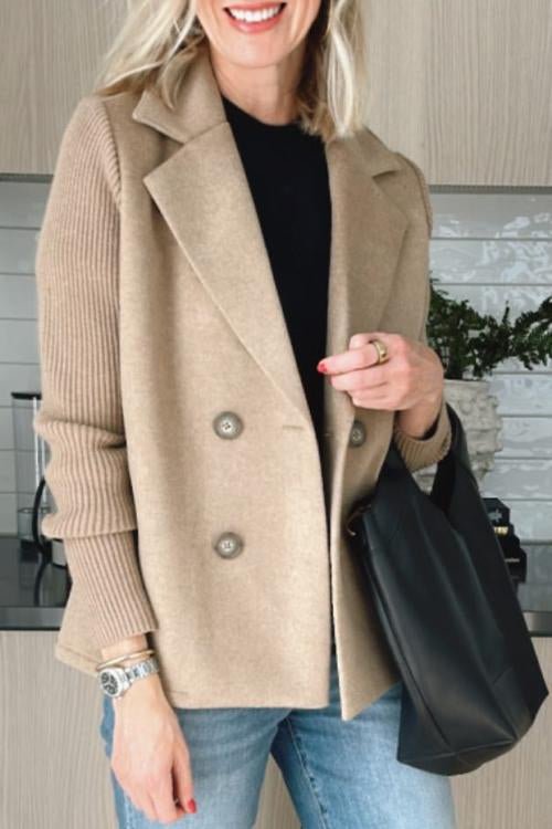 Elegant Knit-Sleeve Blazer