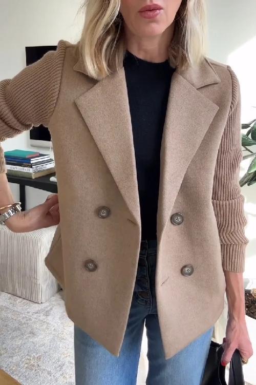 Elegant Knit-Sleeve Blazer