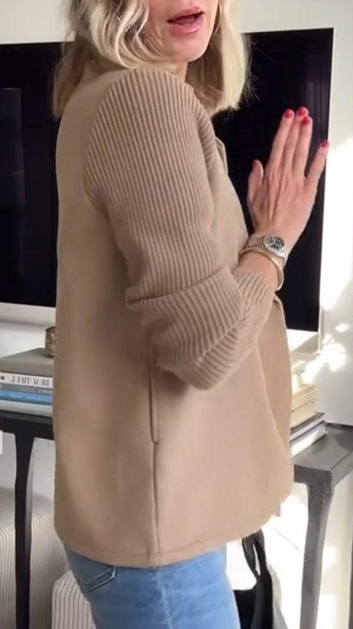Elegant Knit-Sleeve Blazer