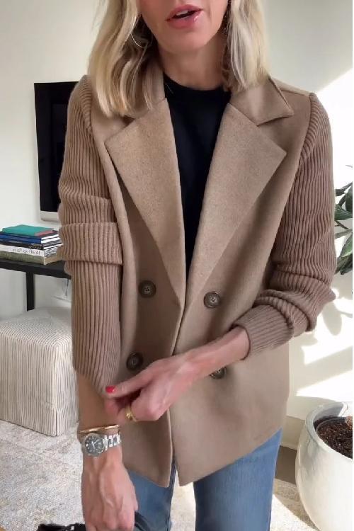 Elegant Knit-Sleeve Blazer