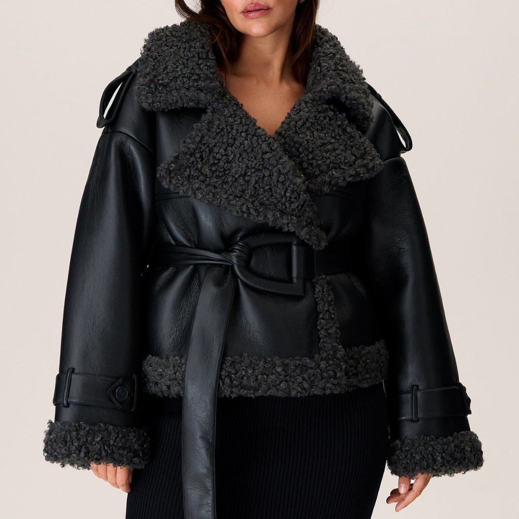 Women’s Faux Shearling Jacket – With Tailored Fit & Urban Chic Accents