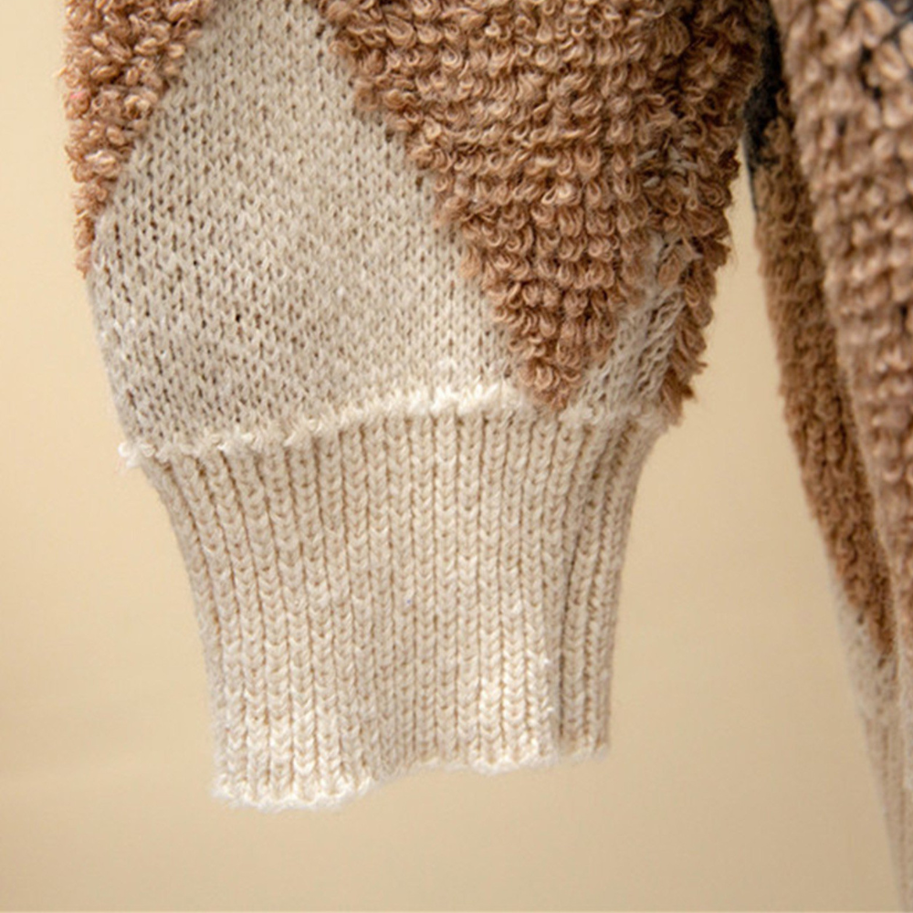 Women's Oversized Knit Cardigan – Argyle Pattern