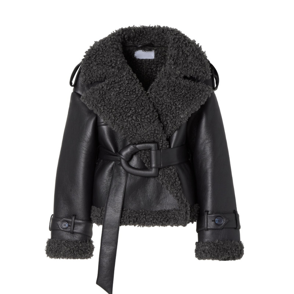 Women’s Faux Shearling Jacket – With Tailored Fit & Urban Chic Accents
