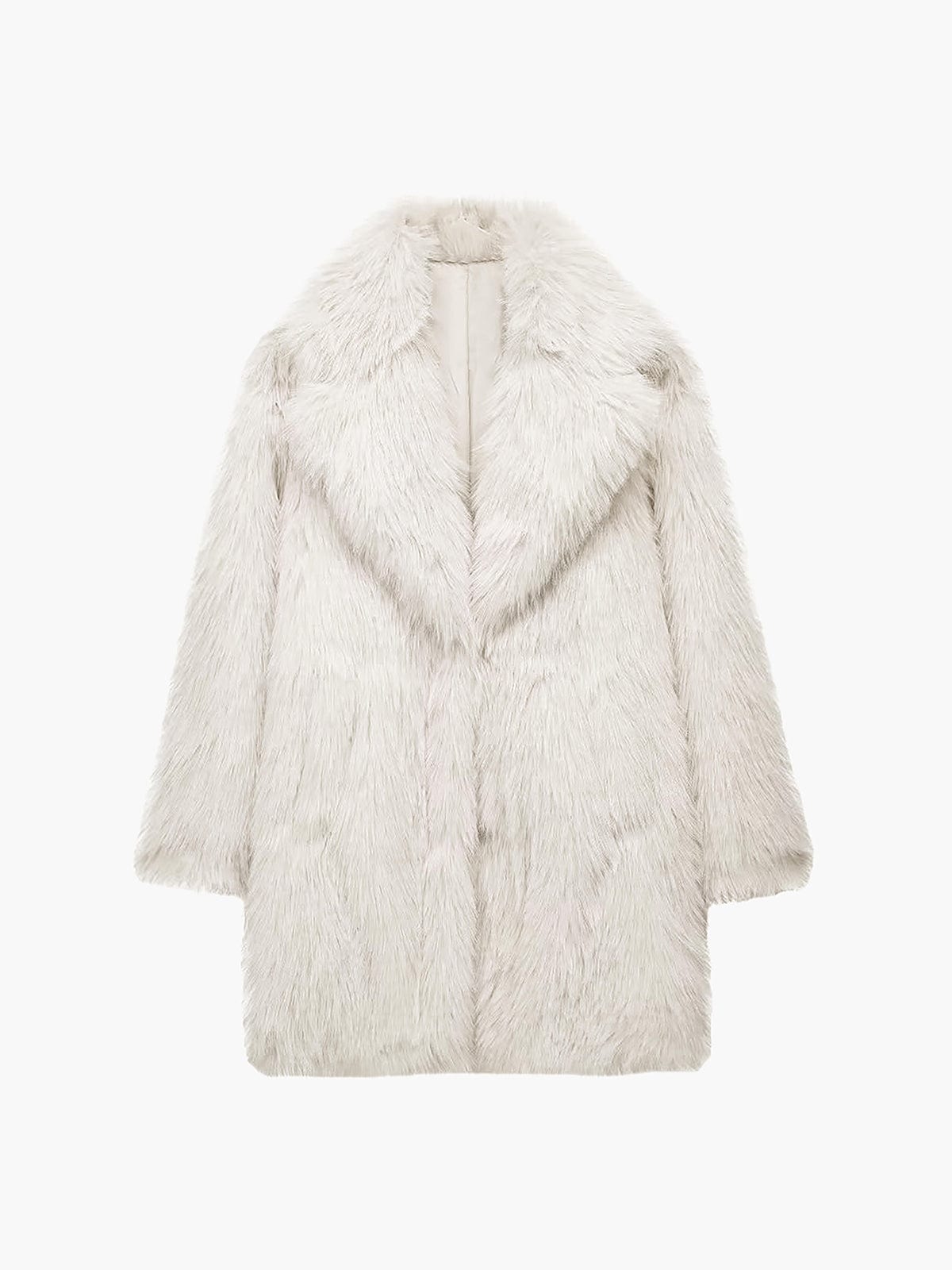 Oversized Faux Fur Coat – Vintage-Inspired Jacket with Wide Lapel Collar