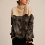 Herringbone Knit Sweater modern look Oversized