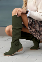Leather Knee Boots Side zipper