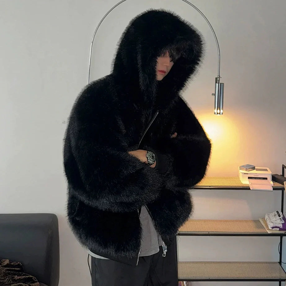 Faux Fur Oversized Hooded Puffer Jacket