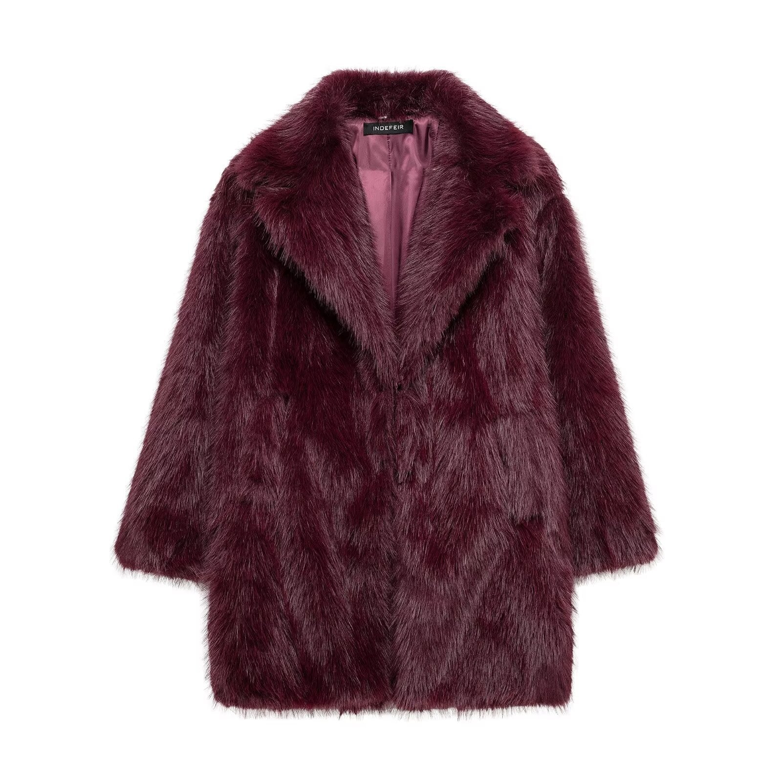 Oversized Faux Fur Coat – Vintage-Inspired Jacket with Wide Lapel Collar