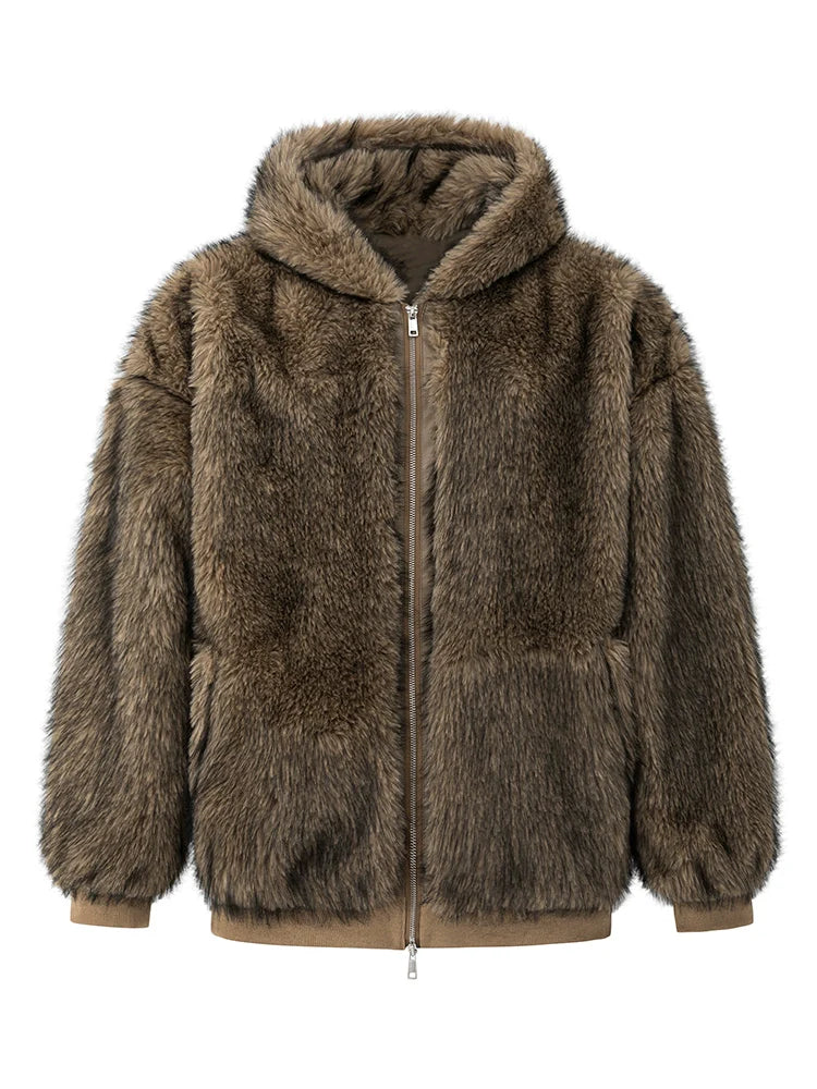 Faux Fur Oversized Hooded Puffer Jacket