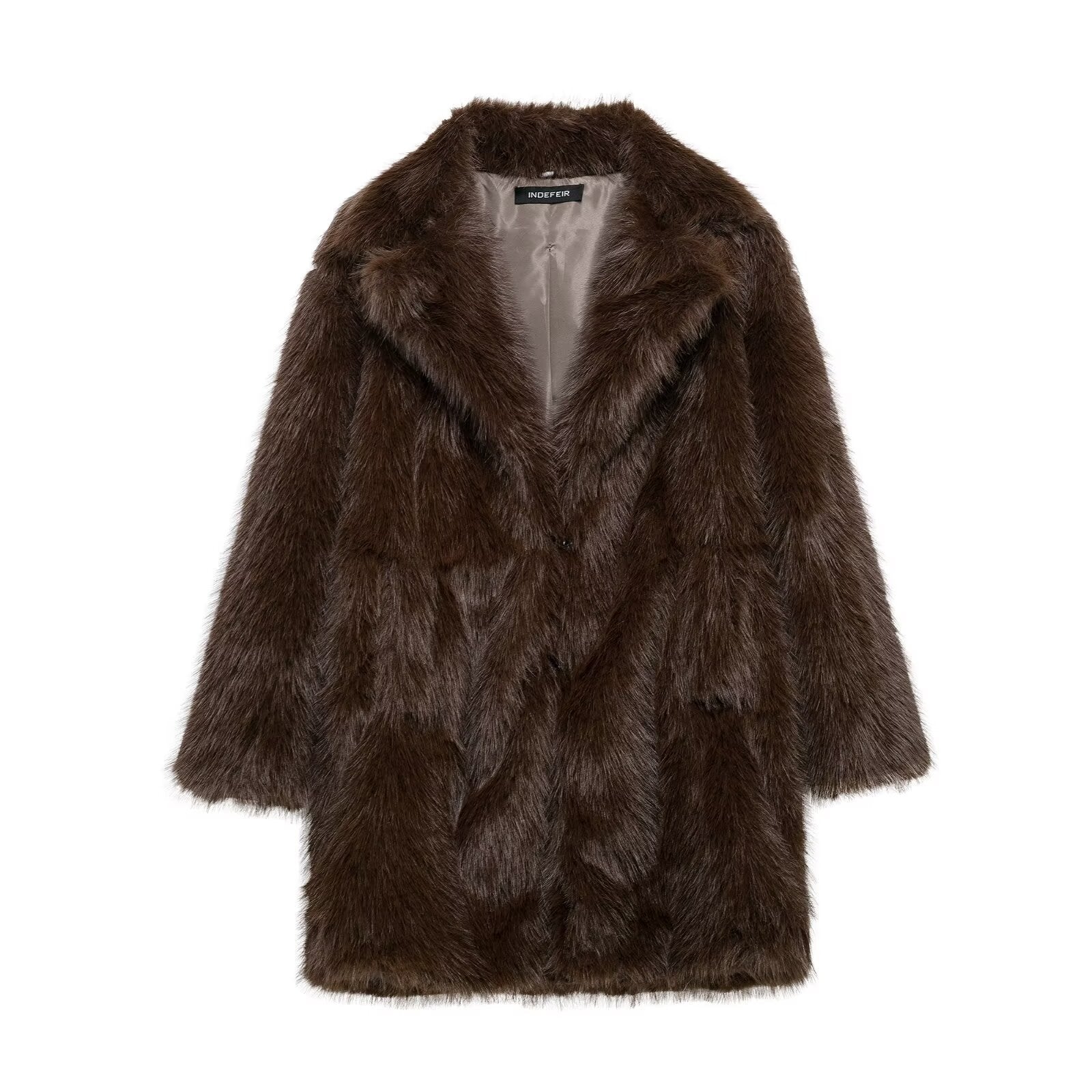 Oversized Faux Fur Coat – Vintage-Inspired Jacket with Wide Lapel Collar