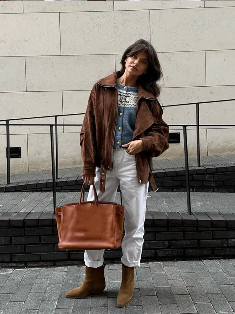 Faux Suede Jacket Oversize Coat