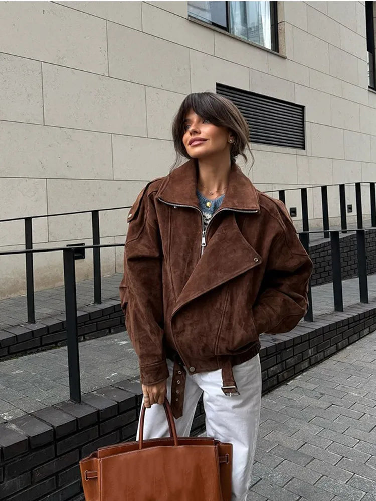 Faux Suede Jacket Oversize Coat