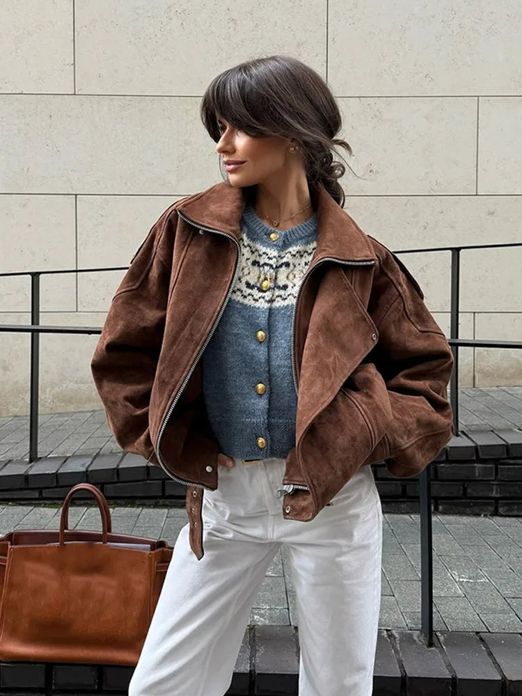 Faux Suede Jacket Oversize Coat