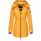 Chic Hooded Winter Jacket – Warm Zip-Up Coat for Women