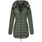 Chic Hooded Winter Jacket – Warm Zip-Up Coat for Women