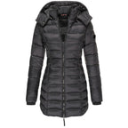 Chic Hooded Winter Jacket – Warm Zip-Up Coat for Women