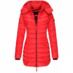 Chic Hooded Winter Jacket – Warm Zip-Up Coat for Women