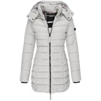 Chic Hooded Winter Jacket – Warm Zip-Up Coat for Women