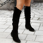 Leather Knee Boots Side zipper