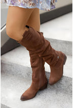 Leather Knee Boots Side zipper