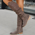 Leather Knee Boots Side zipper