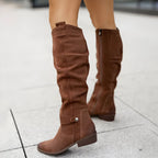 Leather Knee Boots Side zipper