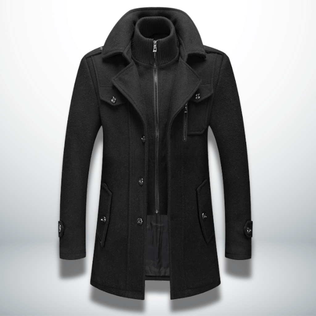 Men’s Double-Layer Collar Coat – Tailored Winter Overcoat