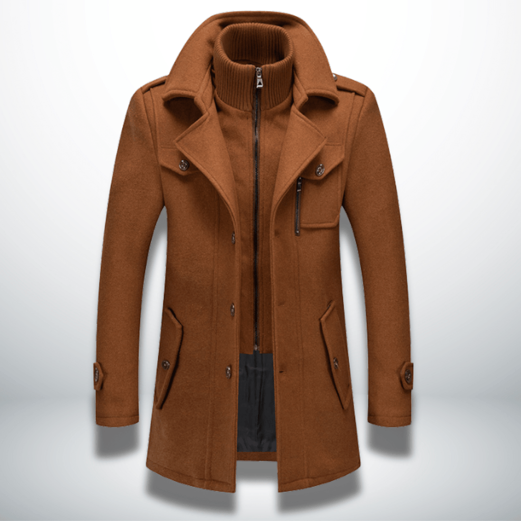 Men’s Double-Layer Collar Coat – Tailored Winter Overcoat