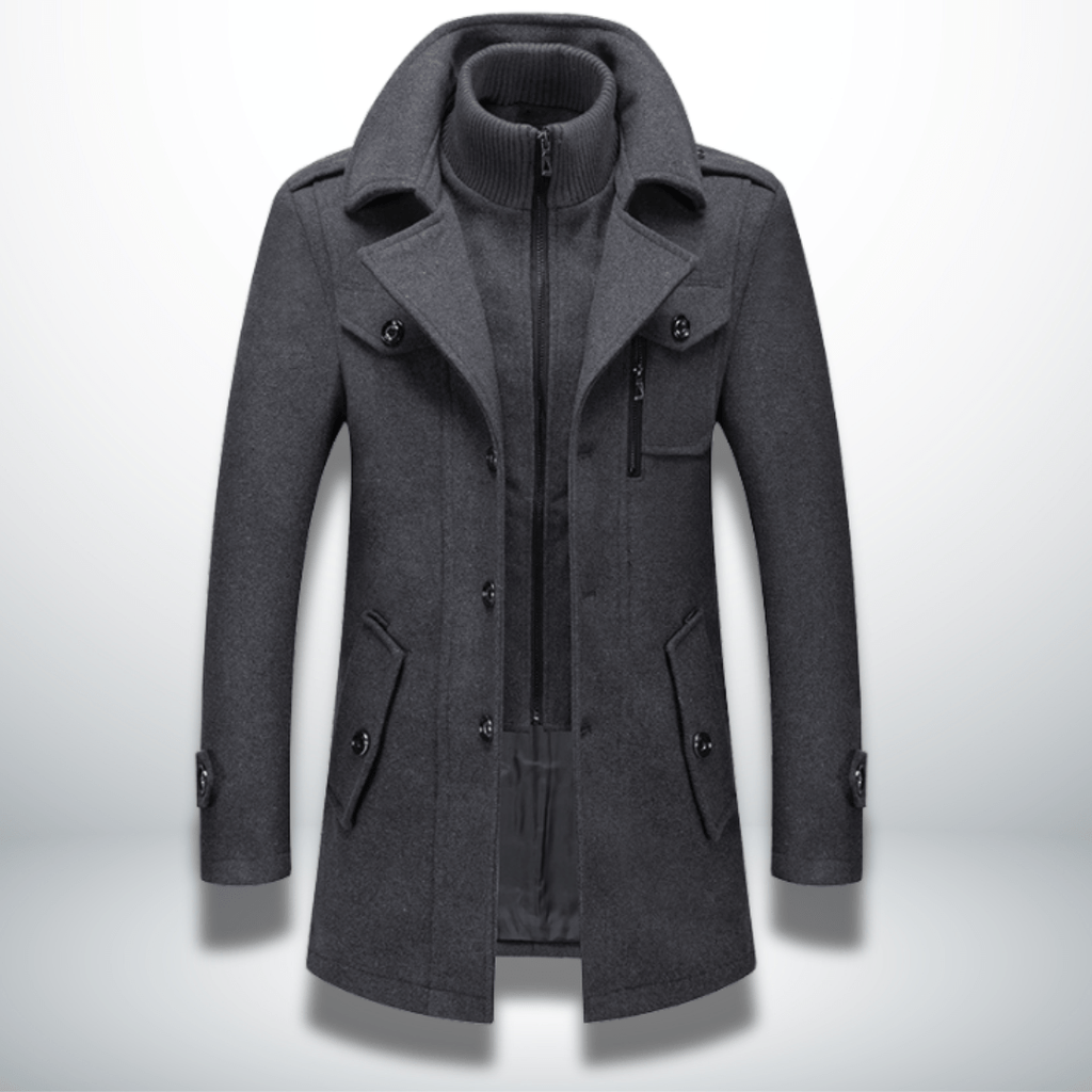 Men’s Double-Layer Collar Coat – Tailored Winter Overcoat