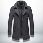 Men’s Double-Layer Collar Coat – Tailored Winter Overcoat